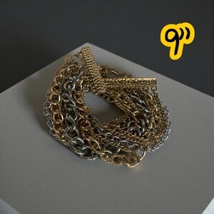 Gold & Silver Chain Bracelet - Adjustable up to 9”|Modern Mixed Metal